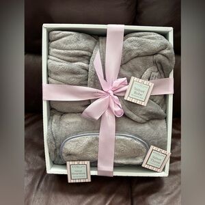 Velvet Robe, throw and mask gift set NWT